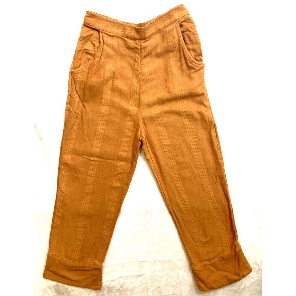 Free People Small 28X 23 Womens Mustart Pants Capris Side Buttons Wide Leg